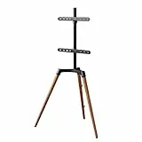 Hama TV Ständer im Staffelei Design (Stabiler Fernsehständer für 32-65 Zoll, höhenverstellbarer TV Stand als Tripod, kompaktes TV Stativ, VESA kompatibler Bodenständer) Echtholz, Buche