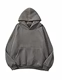 Tomwell Hoodie Damen Herbst Winter Kapuzenpullover Oversize Pullover mit Kapuze Teenager Mädchen Langarm Sweatshirt Casual Pulli mit Taschen G Dunkelgrau XS