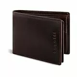 bugatti Romano Geldbörse mit RFID-Blocker, Portemonnaie aus robustem Rindleder Querformat, Geldtasche mit Klappe für Herren, braun