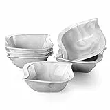 MALACASA, Serie Elvira, 6 tlg. Set Marmor Porzellan 5,5 Zoll / 13,5 * 13,5 * 5cm Schüssel Schalen Müslischüssel Reisschüssel Salatschüsseln Dessertschalen Bowl für 6 Personen