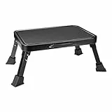 BONTEC Klappbarer Tritthocker, 150 kg Kapazität, Anti-Rutsch-Pedal, tragbare Metallleiter mit Griff, Gummifüße, Faltbarer Fußhocker für Zuhause, Wohnmobil, Küche, Bad, Schwarz