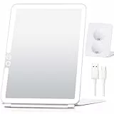 FUNTOUCH Kosmetikspiegel mit Beleuchtung, 1X3X 5X Spiegel Vergrößerung, 3 Farben Winstellbarer Led Schminkspiegel, 1800 mAh Beleuchteter Reisespiegel, Make up Spiegel für Reisen (Weiß)