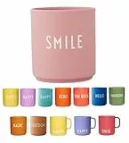 Design Letters Lieblingsbecher Rosa SMILE Tasse | Kaffeebecher Porzellan | Dekorativ Kaffeetassen | Personalisierte Geschenke für Freundin, Hochzeitsgeschenk | Tasse Mit Spruch | Teetasse 250 Ml