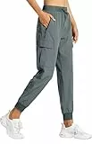 Libin Damen Cargohose Jogginghose Leichter Trekkinghose Wanderhose Schnelltrocken Wasserdicht Outdoorhose Sportlich Freizeit Reise, Metropole Grau, M