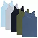 LOREZA ® 5 Pack Jungen Unterhemden 100% Baumwolle (128-134 (8-9Jahre), Mix 2)