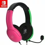 PDP Gaming LVL40 Stereo Kopfhörer mit Mic für Nintendo Switch - PC, iPad, Mac, Laptop Compatible - Noise Cancelling Microphone, Lightweight, Soft Komfort On Ear Kopfhörer, 3.5 mm Jack - Pink & Grün