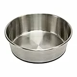Kerbl Pet Edelstahlnapf, Futternapf, Fressnapf, rund, silber / schwarz, Ø22x6,8cm, 1600ml, Edelstahl, rutschfest