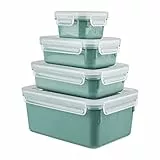 Emsa Clip & Close Color Edition 4-teiliges Set Frischhaltedosen mit Deckel, 0,2l, 0,55l, 0,8l, 2,2l, Brotdosen Set auslaufsicher, spülmaschinengeeignet, mikrowellengeeignet, grün, N10310