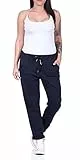MATY FASHION Damen Hose Stretch Sweatpants aus Baumwolle Jogginghose für Freizeit Boyfriend Baggyhose 97 (36-40, Dunkelblau)
