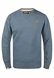 !Solid SDBenn Herren Sweatshirt Pullover Sweater mit Rundhals-Ausschnitt Rippbündchen Label-Details Baumwollmischung Regular fit, Größe:M, Farbe:Grey Blue Melange (1946M)