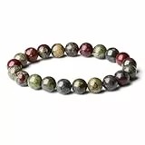 XIANNVXI Blutstein Armband 8mm Perlen Perlenarmband Kristalle Armband Blutstein Echt Armbänder Damen Geschenk für Mama