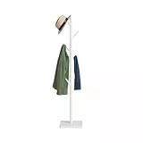 Relaxdays Garderobenständer, Baumform, HBT: 177 x 30 x 30 cm, 8 Haken, Taschenbaum 3 Höhen, Kautschukholz & MDF, weiß