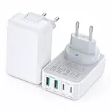 USB C Ladegerät, 4-Port USB-C mit USB-A Netzteil für iPhone 16 15 14 13 12 11 Pro Max, Samsung, Abnehmbarer Stecker 40W USB Schnellladegerät Handy Ladestecker Fast Charger USB C