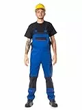 DINOZAVR Fortum Arbeitshosen Männer Latzhose Herren Arbeitshose - Arbeitslatzhose Herren mit Elastischem Bund, Cordura-Verstärkungen, Vordertaschen, Brusttaschen, Cargotasche Königsblau 64