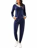 Totatuit Schlafanzug Damen Lang Zweiteiler Samt Pyjama Set Loungewear Freizeitanzug Herbst Winter Jogginganzug Hausanzug Warm Velour Langarm Oberteile mit Hose