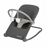 Bebeconfort Aster, Babywippe, 0–2 Jahre, Leichtgewicht (2,7 kg), ultra-kompakt zusammenklappbar, verstellbare Rückenlehne, Polsterkissen, abnehmbarer Spielbogen, 3-Punkt-Gurt, Tinted Graphite