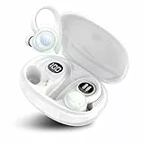 PEFUPEW Bluetooth Kopfhörer Sport, Kopfhörer Kabellos Bluetooth 5.3 mit 4 Mic, In Ear Kopfhörer ENC Noise Cancelling, HiFi Stereo Ohrhörer mit LED-Anzeige, 48 Std Spielzeit, IP7 Wasserdicht, Weiß