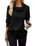 Hotouch Pullover Damen Rollkaregenpullover Elegant Winter Strickpullover Casual Langarm Pulli Gestrickt Sweatshirt Schwarz M