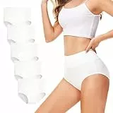 TUUHAW Unterhosen Damen Unterwäsche 5er Pack Slip Miederhose Baumwolle Hoher Taille Atmungsaktive Weiß 2XL