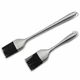 SANTOS Grill & Marinadepinsel - 2er Edelstahl Pinselset - 20cm/30cm - Marinieren, Glasieren, Einfetten - spülmaschinenfest - Hitzebeständig bis 230°C