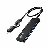 OBERSTER USB C Hub, USB Erweiterung 5Gbps Data Hub für iMac Pro,Xbox,Ps4,Dell, HP, Surface Pro, Mobile HDD, 4-Port USB C Ethernet Adapter für MacBook Pro/Air