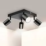 Ketom Deckenstrahler LED Schwarz - Deckenstrahler 4 Flammig Quadratisch - Metall LED Deckenleuchte Schwenkbar, GU10 Deckenlampe Spot - Modern Strahler Deckenspot für Küche - Wohnzimmer - Schlafzimmer