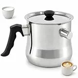 Milchtopf Induktion 2L – Doppelwandiger Edelstahltopf mit Deckel & Pfeife | Simmertopf für Gas, Elektro, Induktion – Puddingtopf für Schmelzen, Wasserbad & Milch Erhitzen