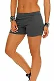 Gennadi Hoppe Damen Hot Pants Kurze Hose Sporthose Frauen Hotpants Mädchen Activewear Gym Shorts hauteng figurbetont stylisch modisch trendy leicht bequem sportlich Sport Fitness S grau graue H6934
