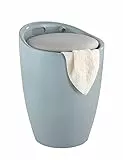 WENKO Badhocker Mod. Candy Grau, belastbar bis 120 kg, Hocker mit Stauraum für Badezimmer und Wohnzimmer, integrierter Wäschesammler, ABS-Kunststoff, BPA-frei, Fassungsvermögen 20 L, Ø 36 x 50,5 cm