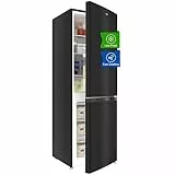 CHIQ Freistehender Kühlschrank mit Gefrierfach 157L (109L/48L) | Auto-Drain, 4-Sterne-Gefrierschrank | 47 cm B | LED Licht, Flexible Anpassung, Türausrichtung Wechselbar | Schwarz Inox
