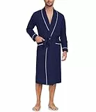 COLORFULLEAF Bademantel Herren aus 100% Baumwolle Leicht Sauna Morgenmantel Männern Reisebademantel Saunamantel mit Tasche(Marine,2XL)