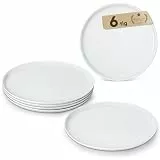 MALACASA Speiseteller 26 cm, 6er Set Porzellan Essteller, Weiße Runde Dinner Teller, Große Teller, Spülmaschinen- & Mikrowellengeeignet, Serie LEXI