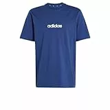 adidas Men's Essentials LINEAR Single Jersey Tee, Dark Blue/White, XL