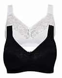 Susa Damen o. Bügel 27931 Bügelloser BH, Mehrfarbig (Weiß/Schwarz 215), 95 E (2er Pack)
