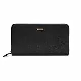 REDOLZ große Leder Geldbörse Damen | großes Reißverschlussfach, 16 Kartenfächer, Münzfach, RFID-Schutz | 19 x 4 x 10 cm (schwarz)