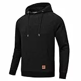 Huayuzh Hoodie Herren Kapuzenpullover 2024 Winter Warm Jacquardgewebe Casual Sport Langarm Sweatshirt mit Taschen Schwarz 2XL