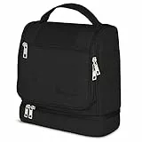 DELAWAY XXL Kulturbeutel zum Aufhängen [Design 2026] Große Kulturtasche für Damen, Herren mit Kofferhalterung und separatem Nassfach - Waschtasche für Männer & Frauen (Schwarz Neu)
