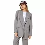 Noisy may Damen Eleganter Oversized Blazer mit Taschen Basic Cardigan Business Jacke Mantel NMMILLA, Farben:Grau, Größe:M