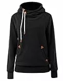 Cindeyar Damen Hoodie Winter Pullover Kapuzenpullover Langarm Baumwoll Mischung Warmer Sweatshirt Kapuzenjacke(107-Schwarz,XL)