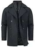 Indicode Herren INLunil Kurzmantel mit Stehkragen | Herrenmantel Mantel aus Wollmix für Männer Charcoal Mix, XL