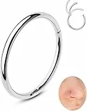 OUFER 20G Nasenring Chirurgenstahl 316L Nasenpiercing Ring 6 mm Piercing Nase Hoop Silber Nostril Nasenstecker Ohrpiercing Helix Daith Conch Frauen
