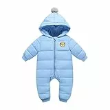 Baby Schneeanzüge Winter Overalls mit Kapuze Strampler Langarm Jumpsuit Baumwolle Zippers Outfits 6-9 Monate, Blau