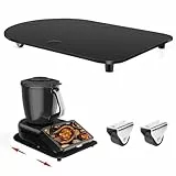 Acryl Gleitbrett für Thermomix TM7 mit Rollen für Bombenfesten Halt, Rollbrett zum Mühelosen Verschieben, Rutschfest Gummifüße, Robustes TM7 Zubehör Slider, Schwarz