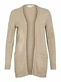 VILA CLOTHES Damen VIRIL L/S OPEN KNIT CARDIGAN-NOOS Strickjacke,, per pack Beige (Natural Melange Natural Melange), 36 (Herstellergröße: S)