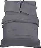 Utopia Bedding 4teilig Bettwäsche-Set - Weiches gebürstetes Mikrofaser-Gewebe - Bettbezug (200x200cm), Spannbetttuch (135x190cm) mit Kissenbezug (50x75cm), Grau