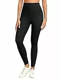 Famulily Schwarze Slim Fit Leggings für Frauen Rib Knit High Waist Stretch Tights Hosen (M, Schwarz)