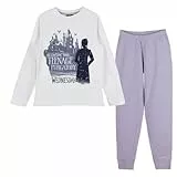 E plus M Wednesday Kinder Pyjama – Langarm Schlafanzug für Mädchen – mit Motivdruck – 100 % Baumwolle – Größen 110–152 – Schwarz oder Weiß, Farbe: Weiß, Bekleidungsgröße: 122/128