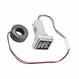 Hyuduo Voltmeter, Amperemeter, LED, digitaler Spannungsprüfer, quadratisch, 22 mm, doppeltes Display, Panel AC 0 – 100 A, 60 – 500 V (weiß)