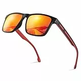 Polarisierte-Sonnenbrille-Herren-Damen-Sunglasses-Men-Woman-Sonnenbrillen-Klassische-Retro-UV400 Schutz-Rechteckig für Golf, Fahren, Angeln, Reisen & Outdoor-Sport,red