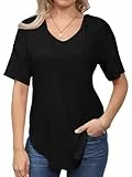 Pullover Damen Hoodie Tshirt Damen Sommer Oberteile Sweatshirt Damen Kapuzenpullover Top Tunika (Schwarz,M)